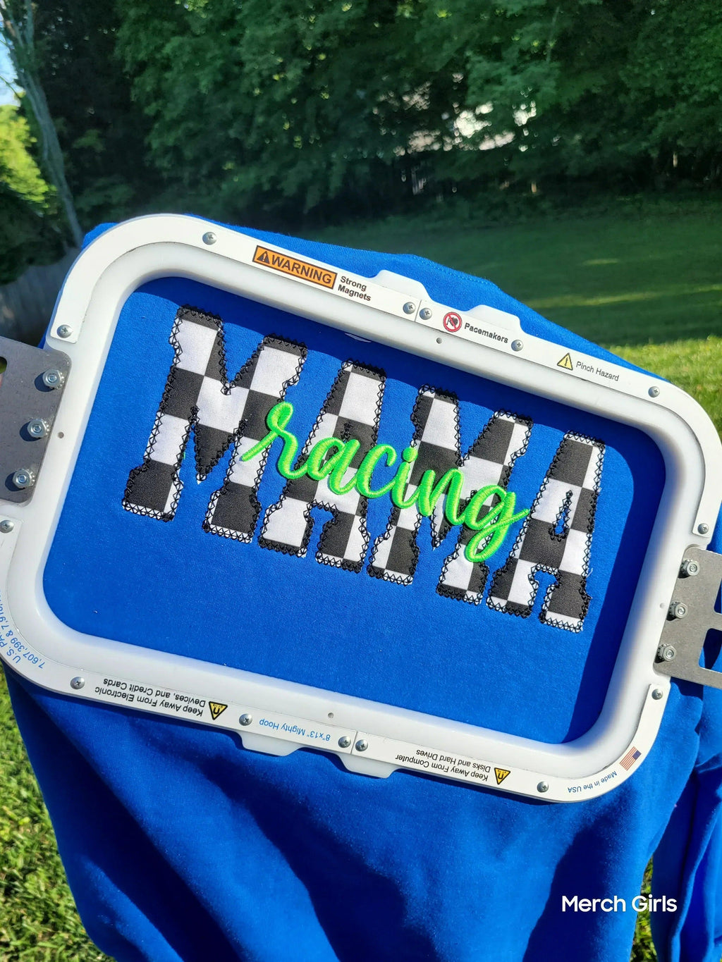 Personalized Racing Checker & 3D Puff Embroidered Shirt | Custom Diamond Edge Appliqué Name Shirt