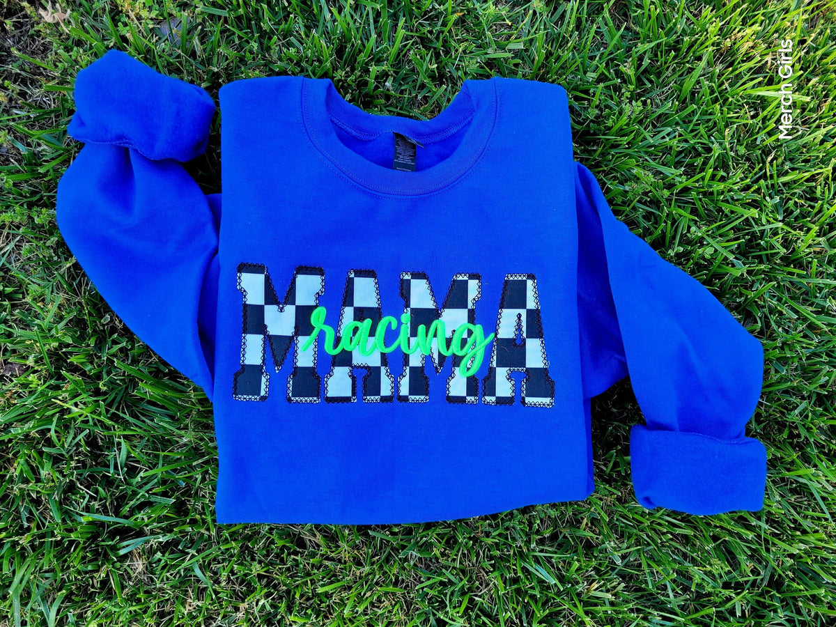 Personalized Racing Checker & 3D Puff Embroidered Shirt | Custom Diamond Edge Appliqué Name Shirt